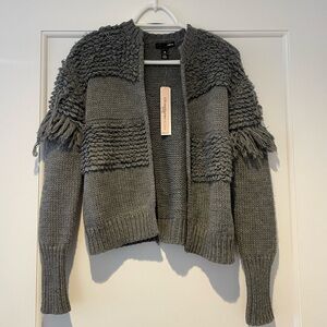 Aqua Gray Chunky Knit Cardigan Sweater